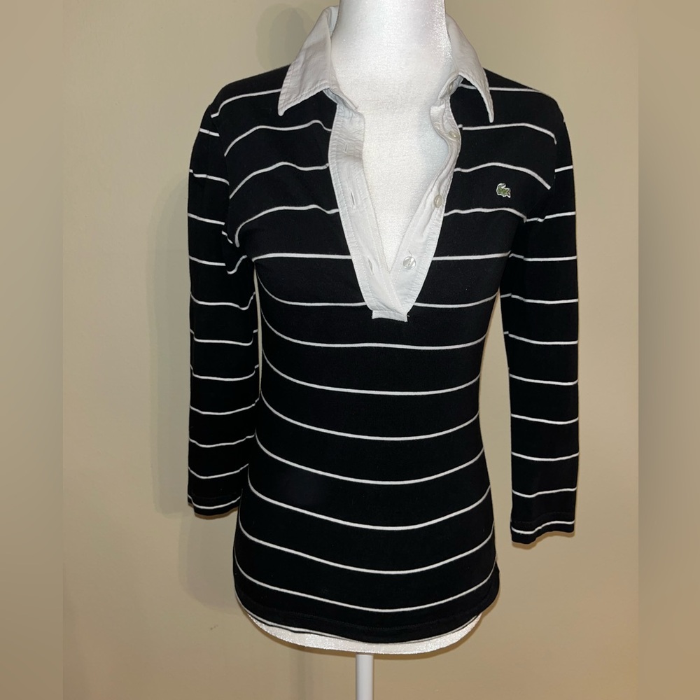 Lacoste Women's Black Striped Top
